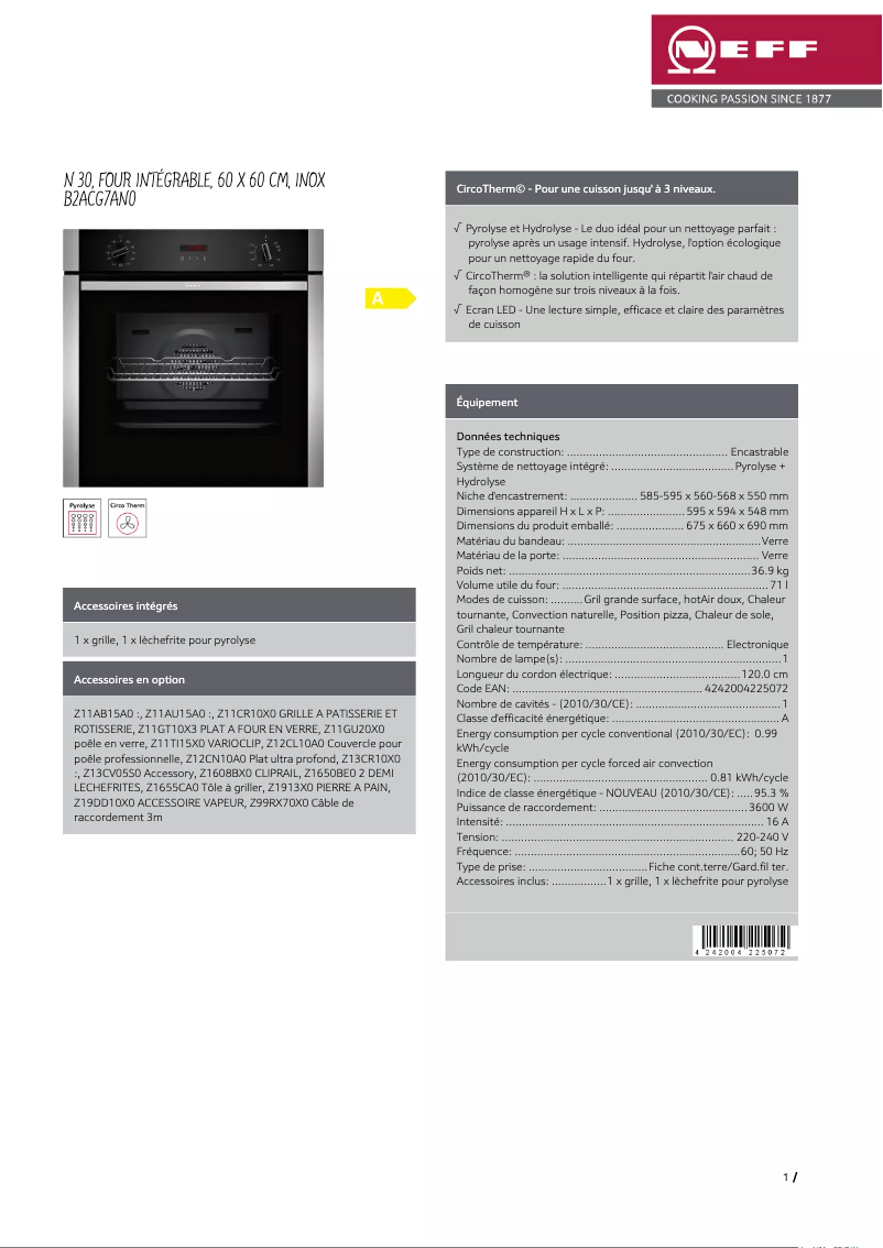 First page image of the manual for B2ACG7AN0