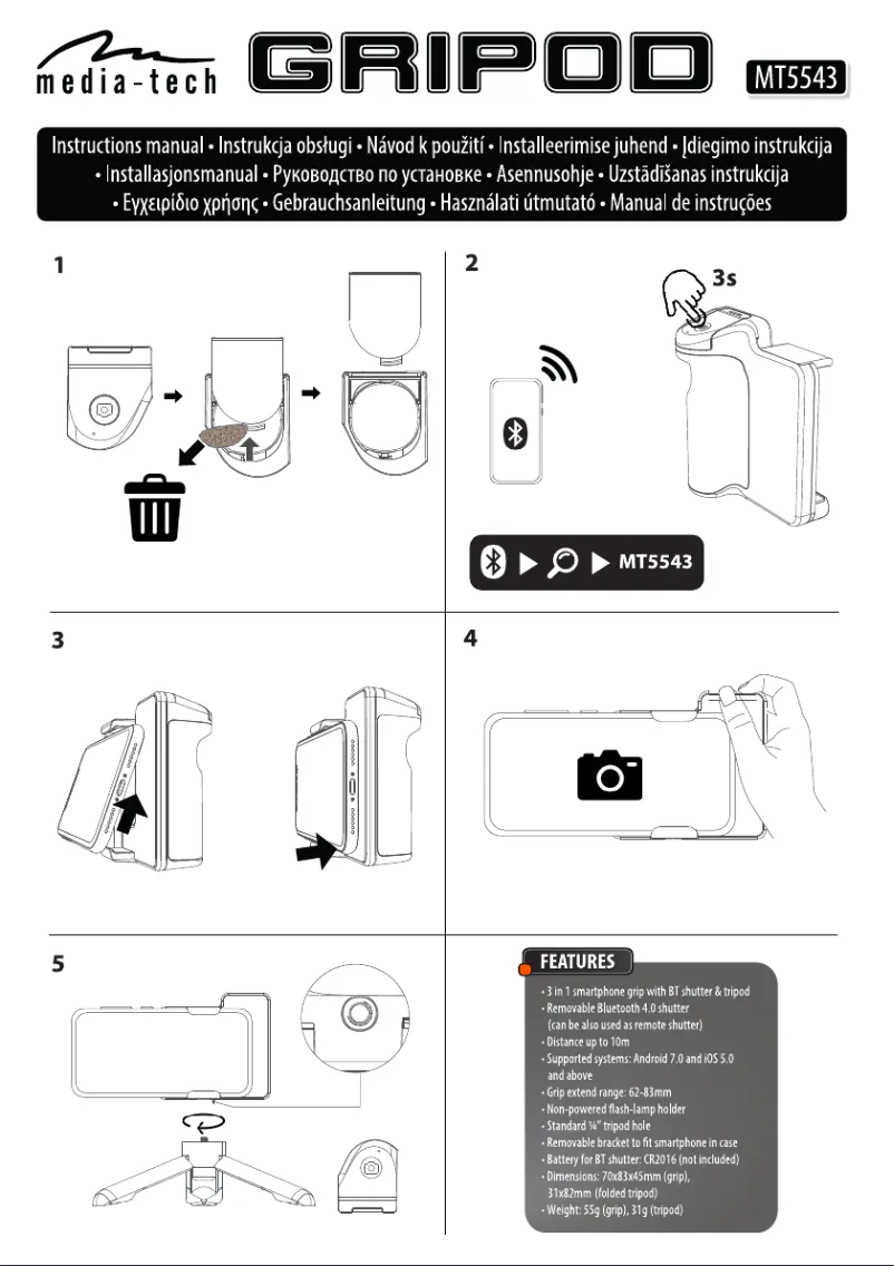 First page image of the manual for Gripod MT5543
