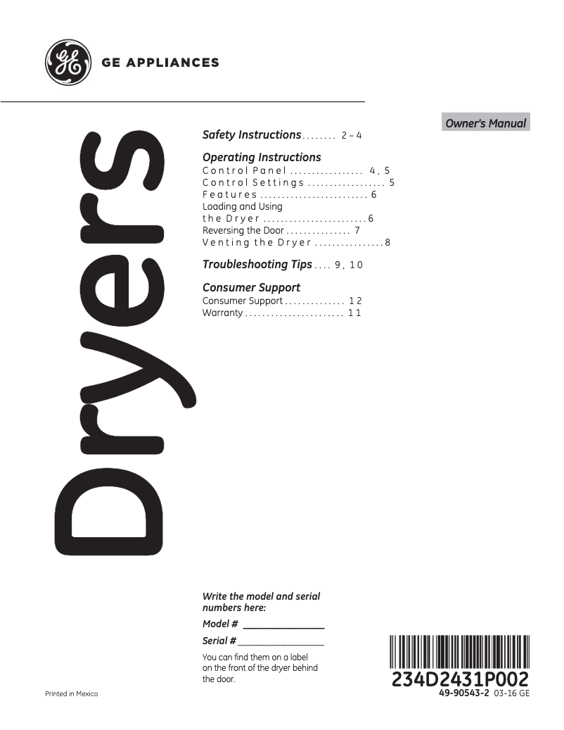 Page 1 of the manual User Manual Hotpoint HTX24GASKWS