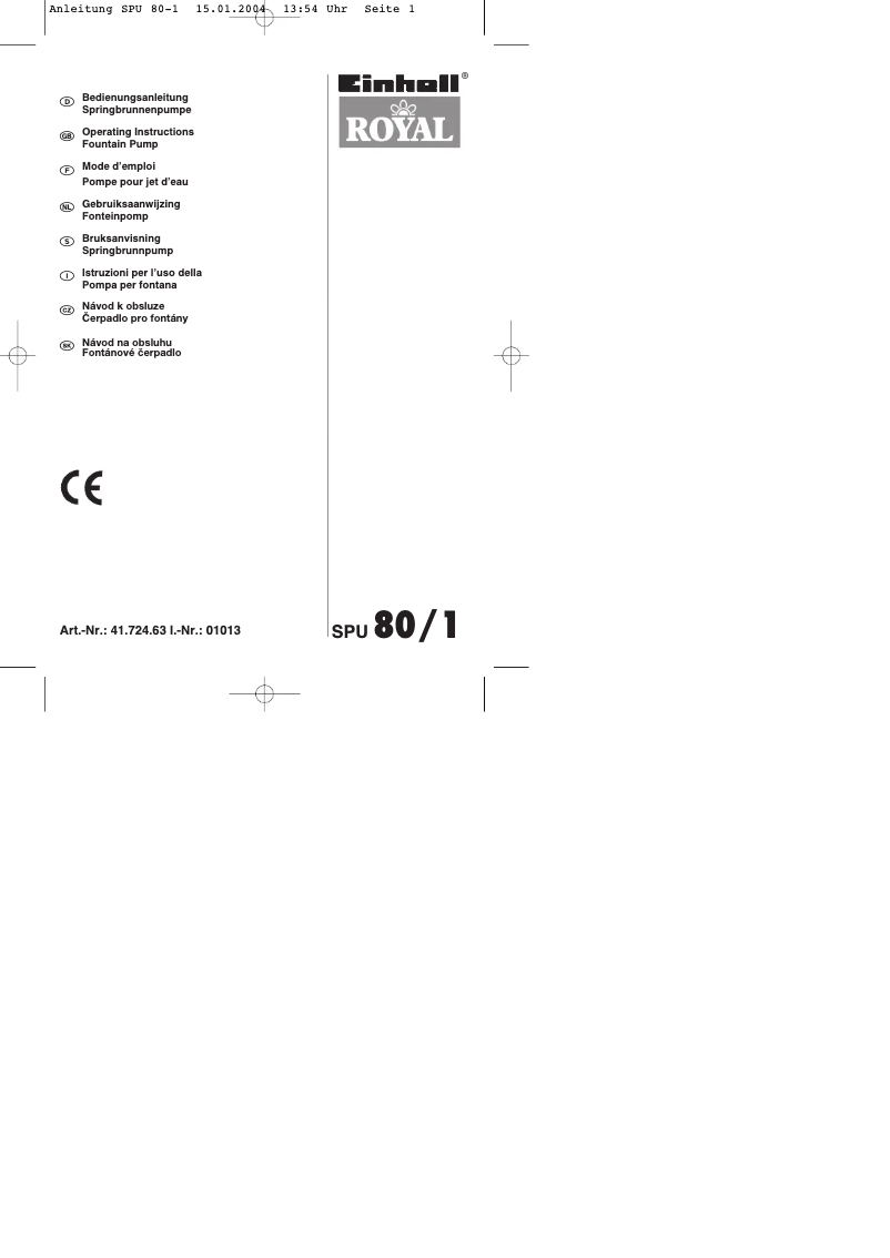 Page 1 of the manual User Manual Einhell SPU 80/1