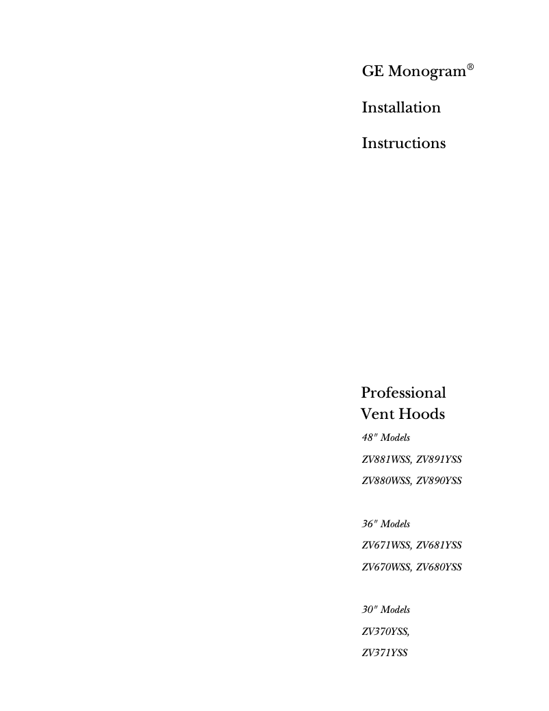 First page image of the manual for ZX6DC49YSS