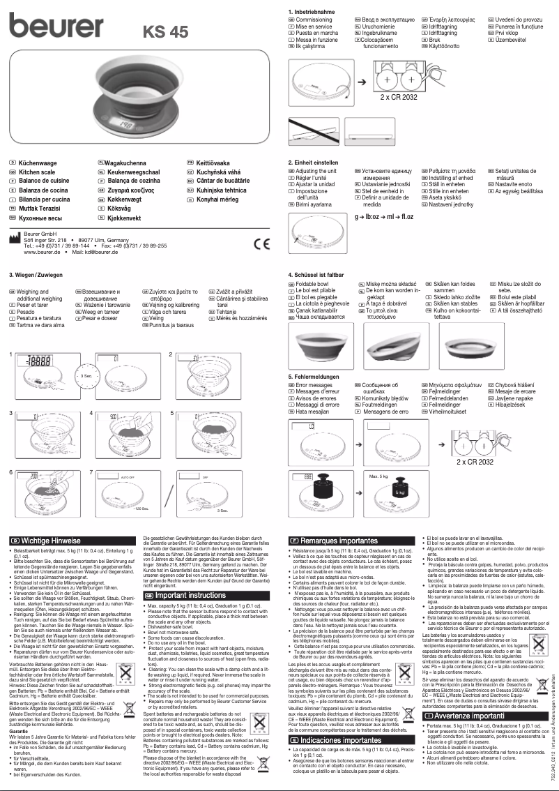 First page image of the manual for KS 45