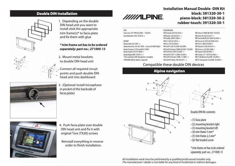 Page 1 of the manual User Manual Alpine KIT-7VWPQ