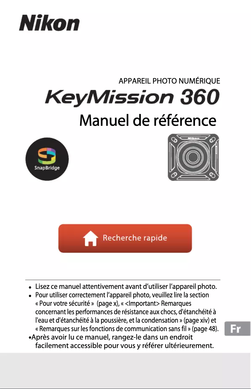 First page image of the manual for KeyMission 360