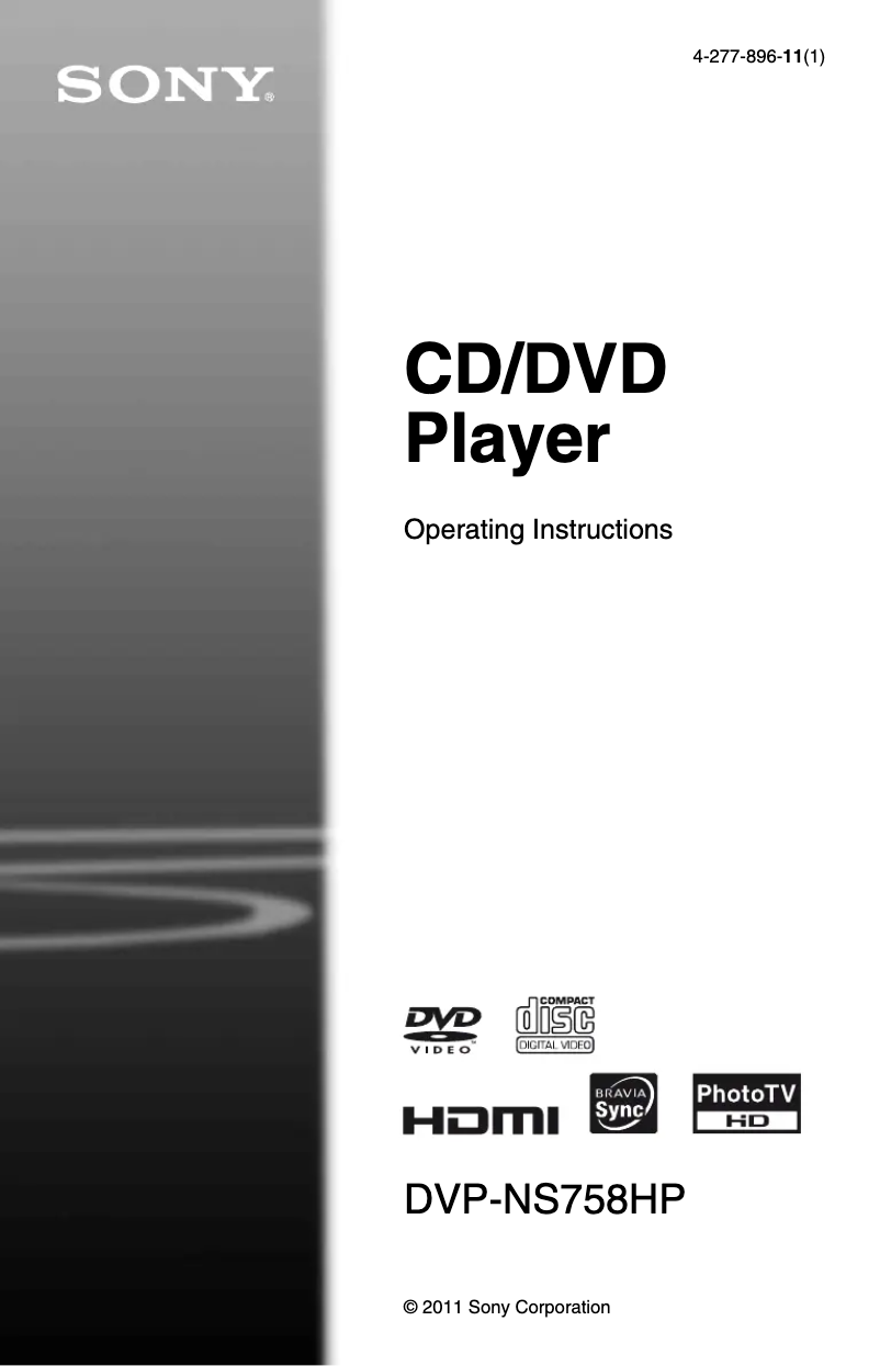Page 1 of the manual User Manual Sony DVP-NS758HP