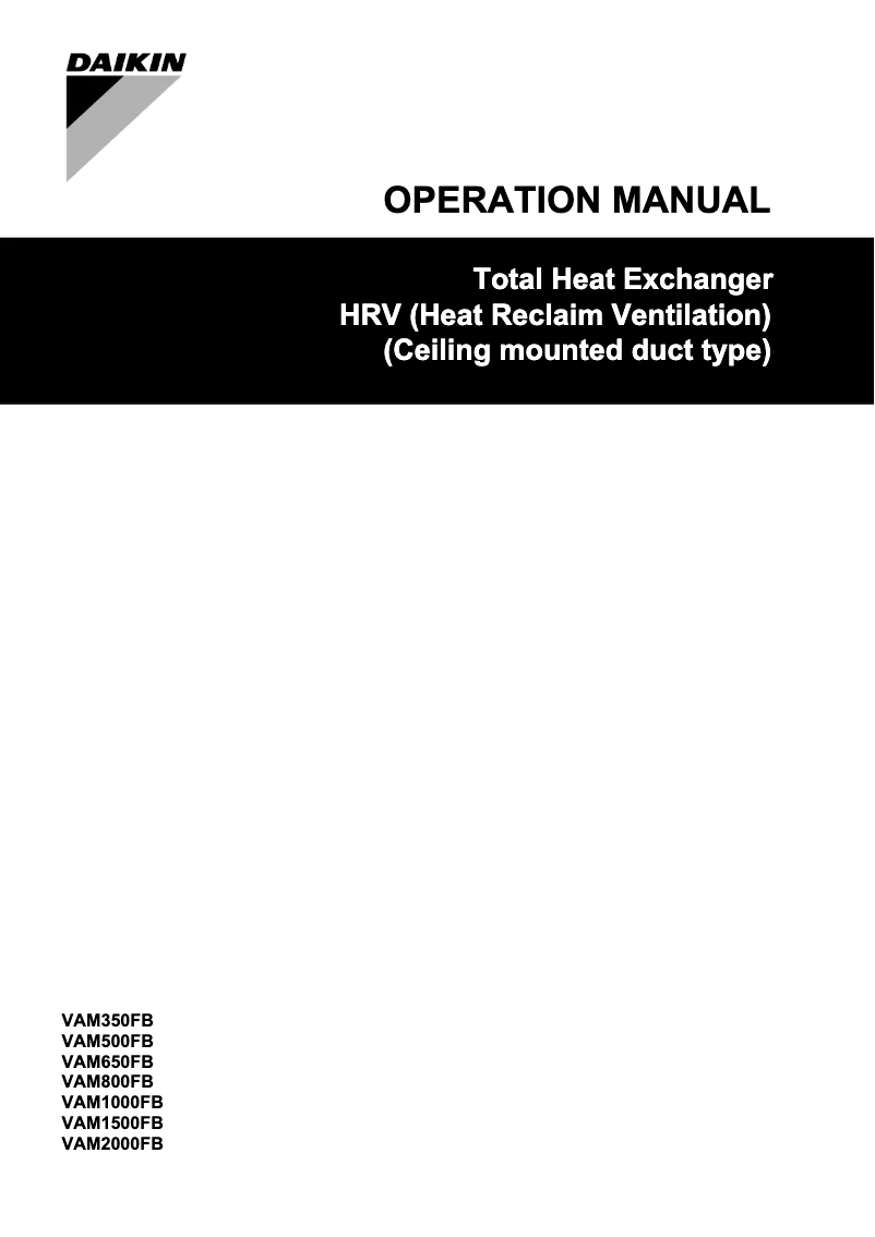 Page 1 of the manual User Manual Daikin VAM250FA8VE1