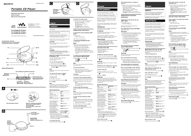 Page 1 of the manual User Manual Sony D-E330