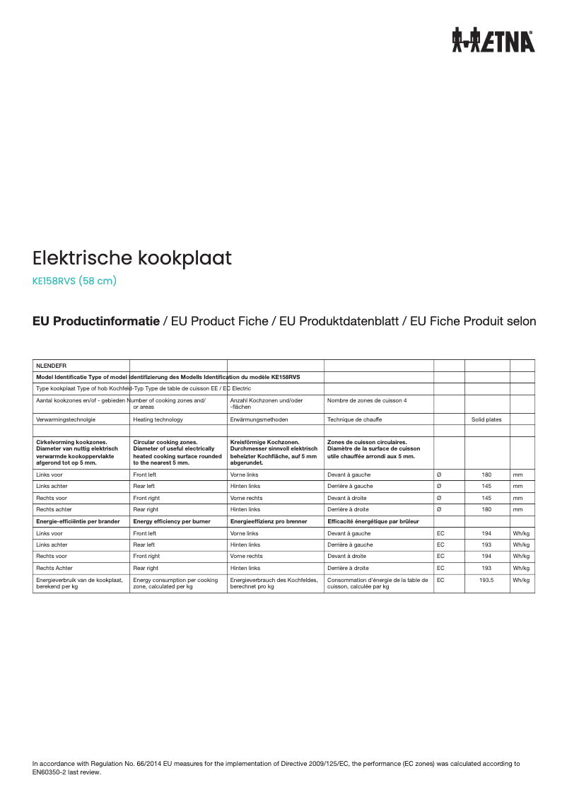 First page image of the manual for KE158RVS