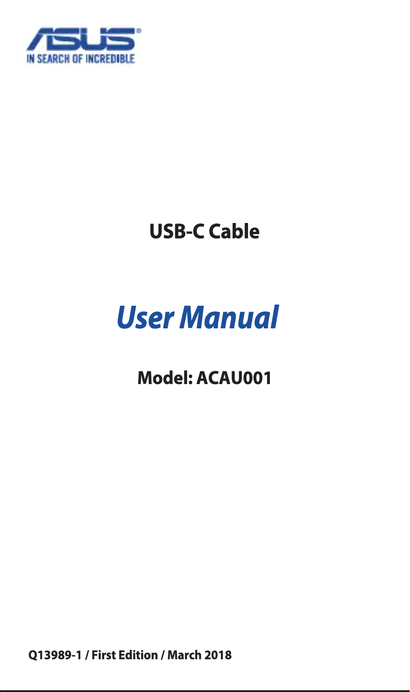 Page 1 of the manual User Manual Asus USB-C Cable