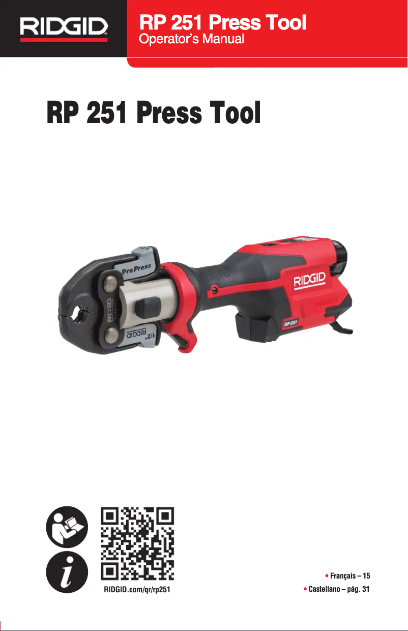 Page 1 of the manual User Manual Ridgid RP 251