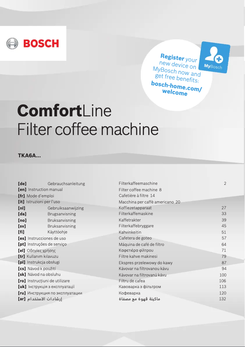 First page image of the manual for ComfortLine TKA6A047