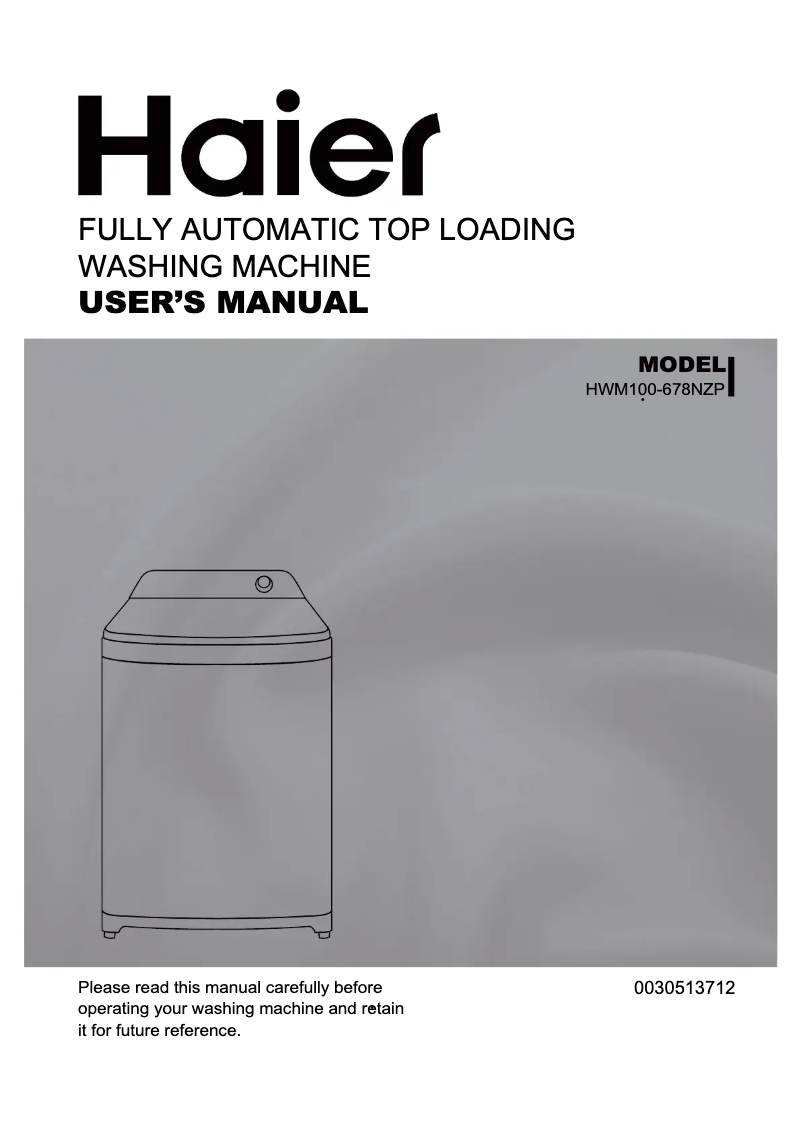 First page image of the manual for HWM100-678NZP