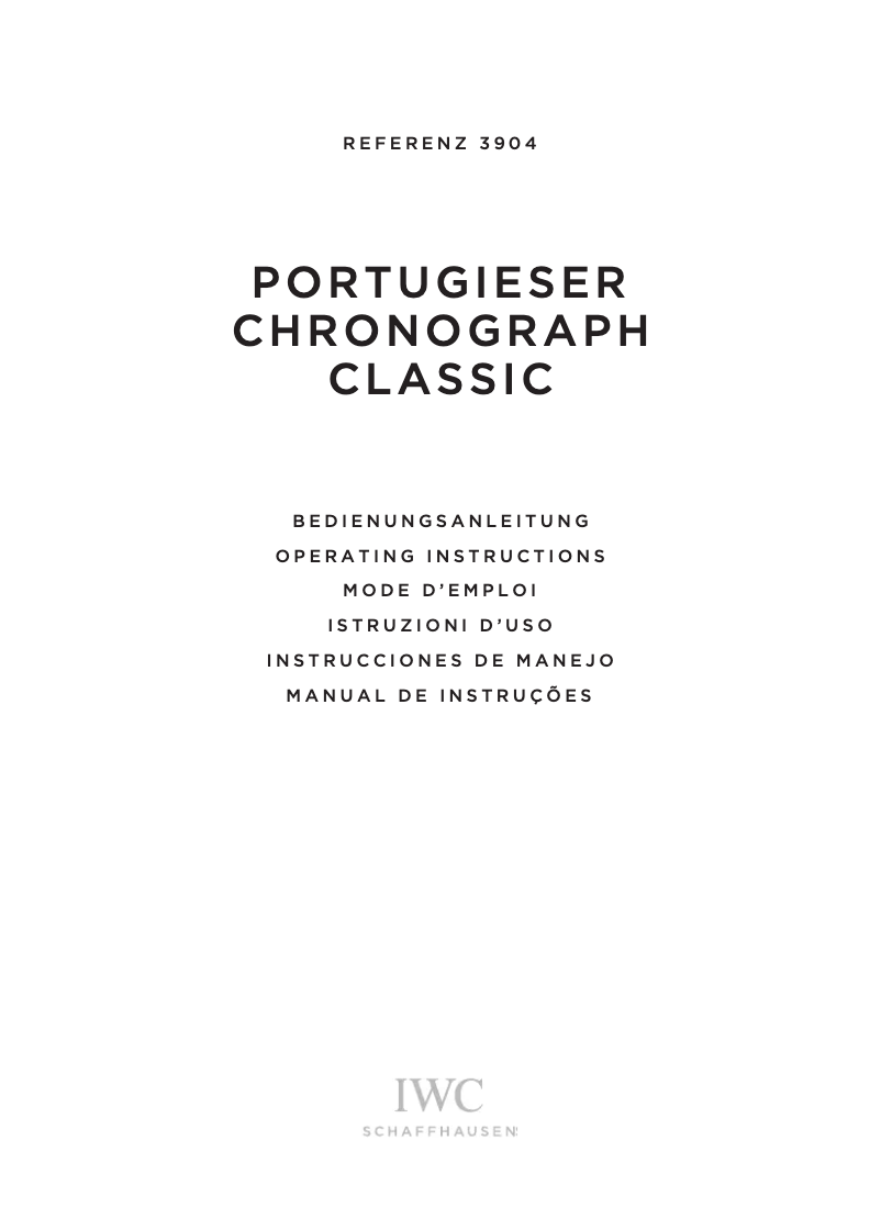 Page 1 of the manual User Manual IWC Portuguese Chronograph Classic 3904