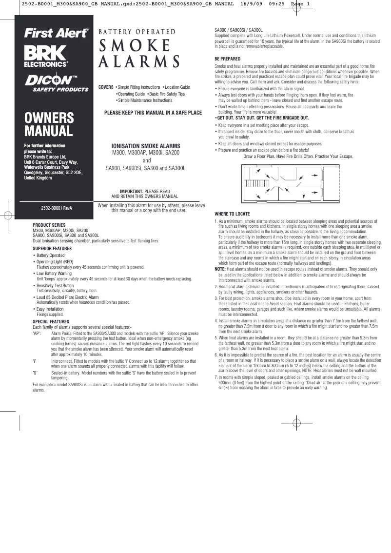 First page image of the manual for SA900