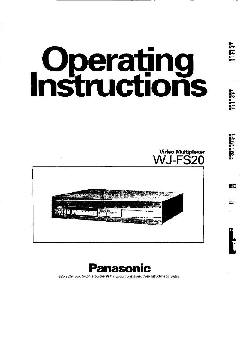 First page image of the manual for WJ-FS20