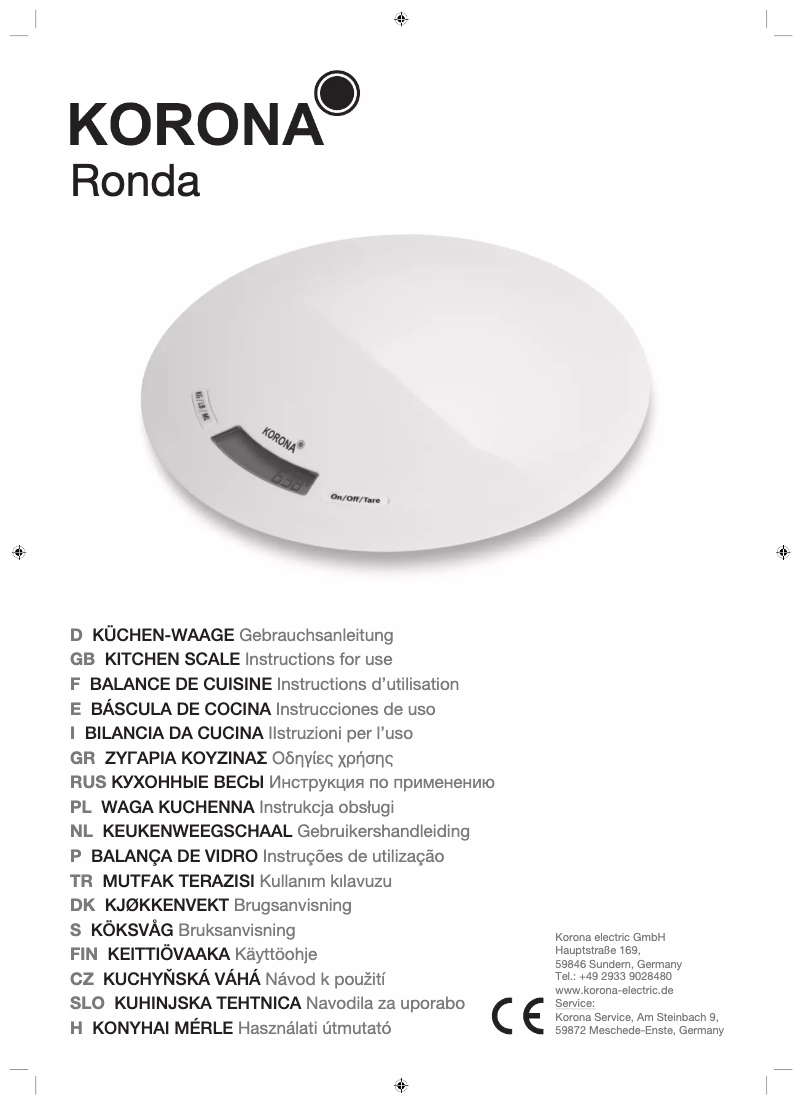 Image de la première page du manuel de l'appareil Ronda 70223