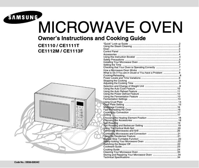 Page 1 of the manual User Manual Samsung CE1113F