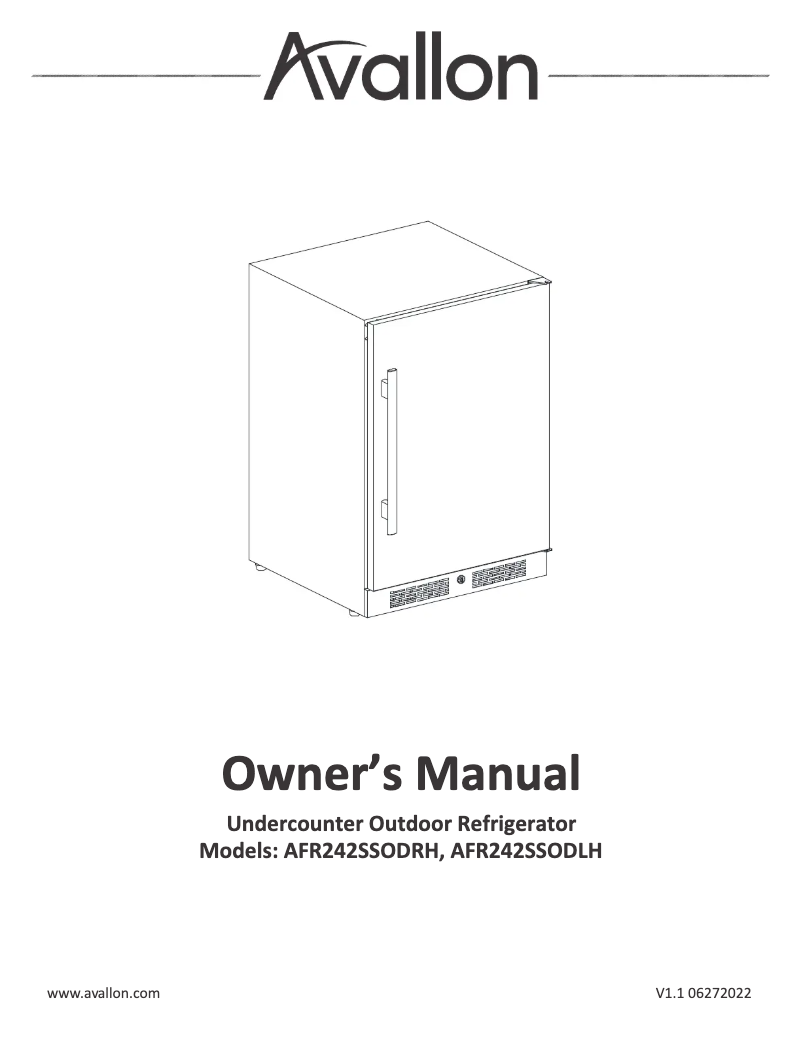 First page image of the manual for AFR242SSODRH