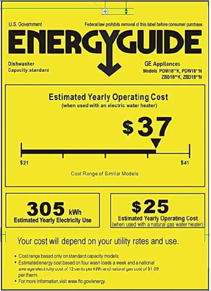 Page 1 of the manual Energy Label GE GSM1800NBB