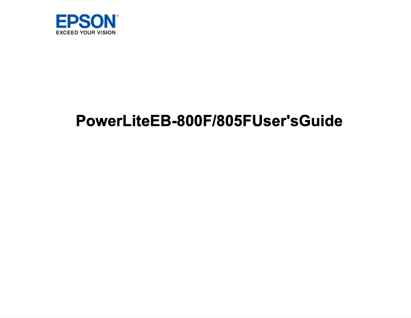 Image de la première page du manuel de l'appareil PowerLite 805F