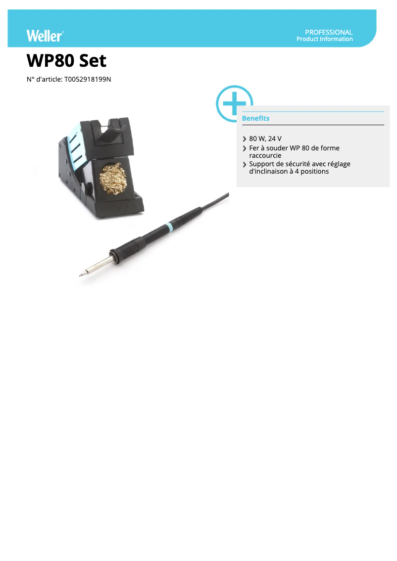 Page 1 of the manual Technical Sheet Weller WP 80