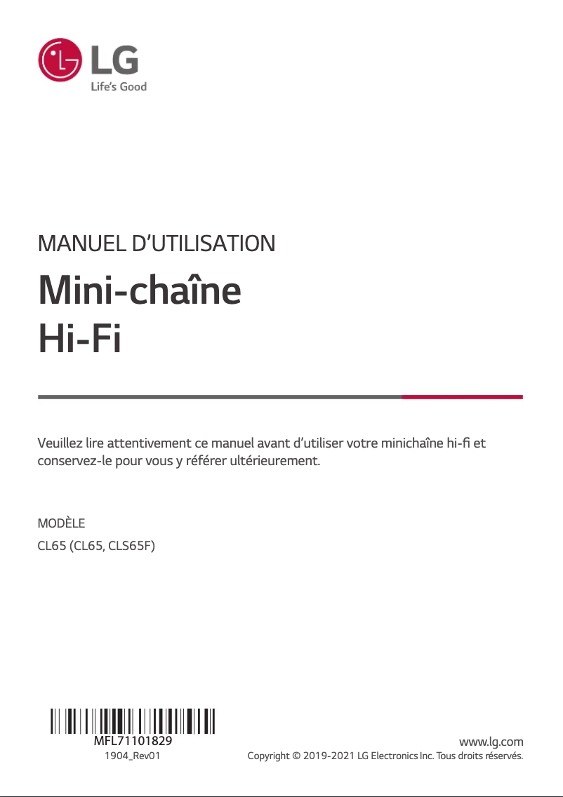 Page 1 of the manual User Manual LG CL65