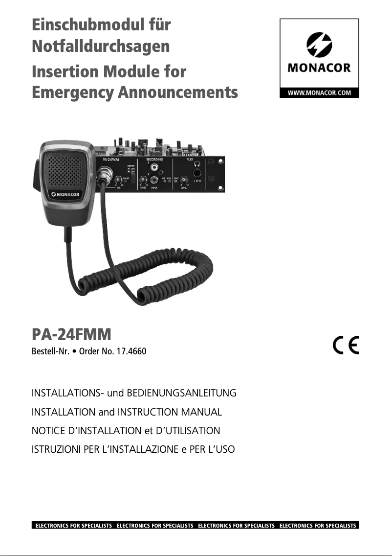 First page image of the manual for PA-24FMM