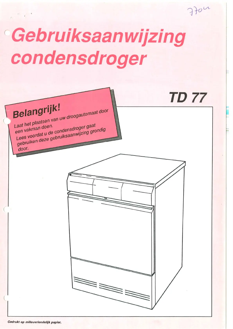 Page 1 of the manual User Manual Asko TD7704