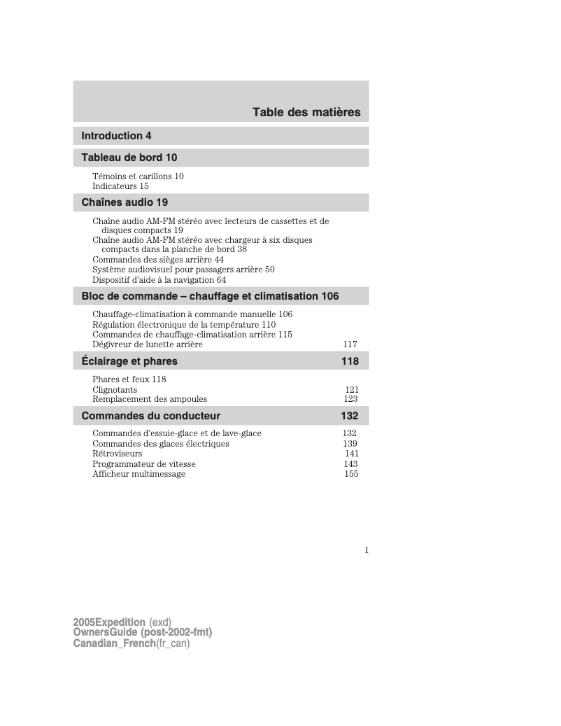First page image of the manual for Expedition (2005)