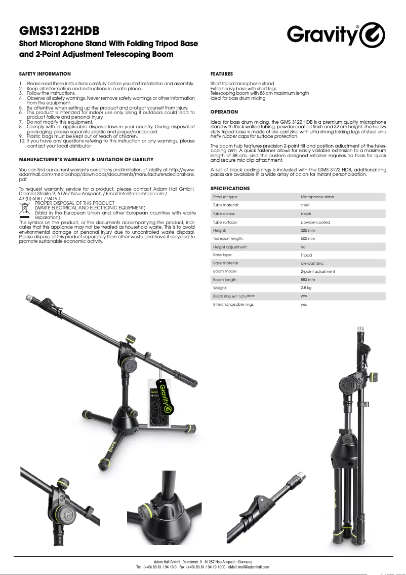First page image of the manual for GMS3122HDB