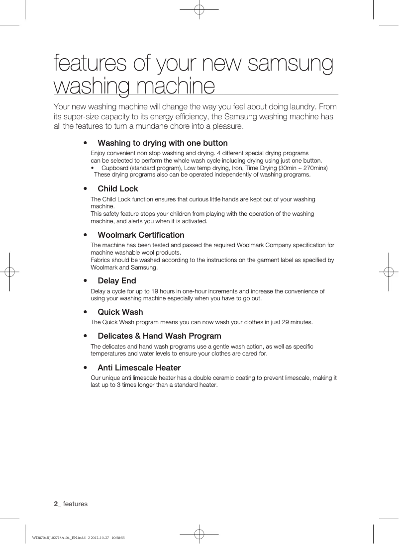 First page image of the manual for WD17N7550KV