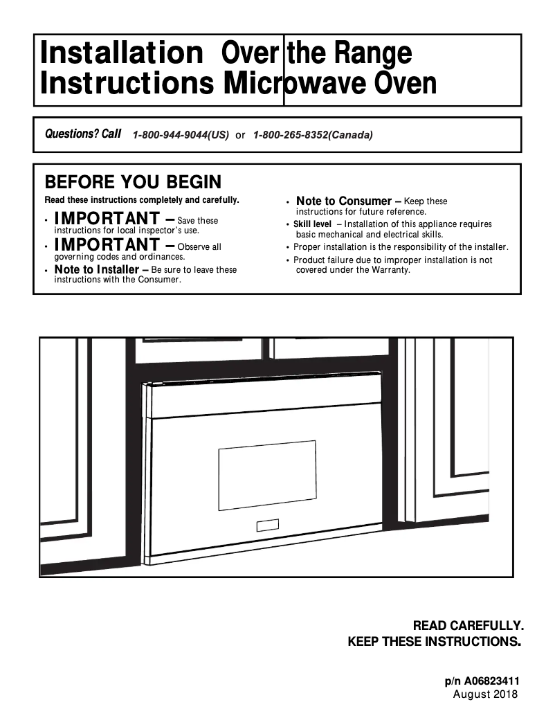Page 1 de la notice Guide d'installation Frigidaire UMV1422UW