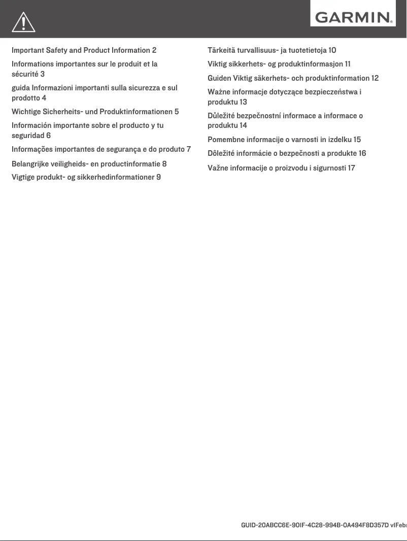 Page 1 of the manual Safety Instructions Garmin RV 7