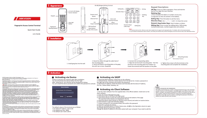 Page 1 of the manual Quick Start Guide Hikvision DS-K1T804AMF