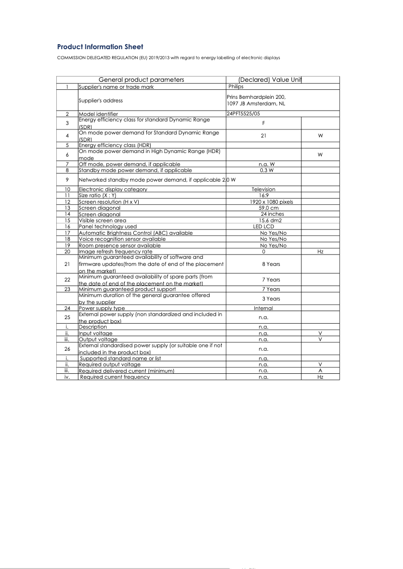 First page image of the manual for 24PFT5525