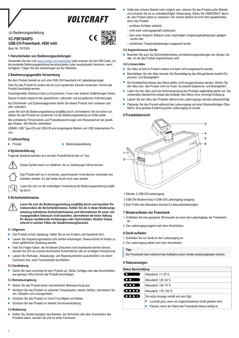First page image of the manual for VC-PBP3040PD