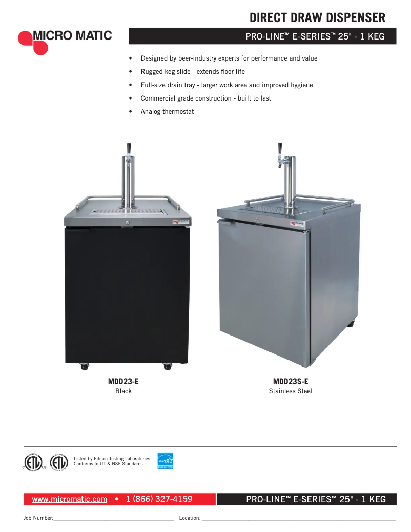 Page 1 of the manual Technical Sheet Micro Matic MDD23S-E