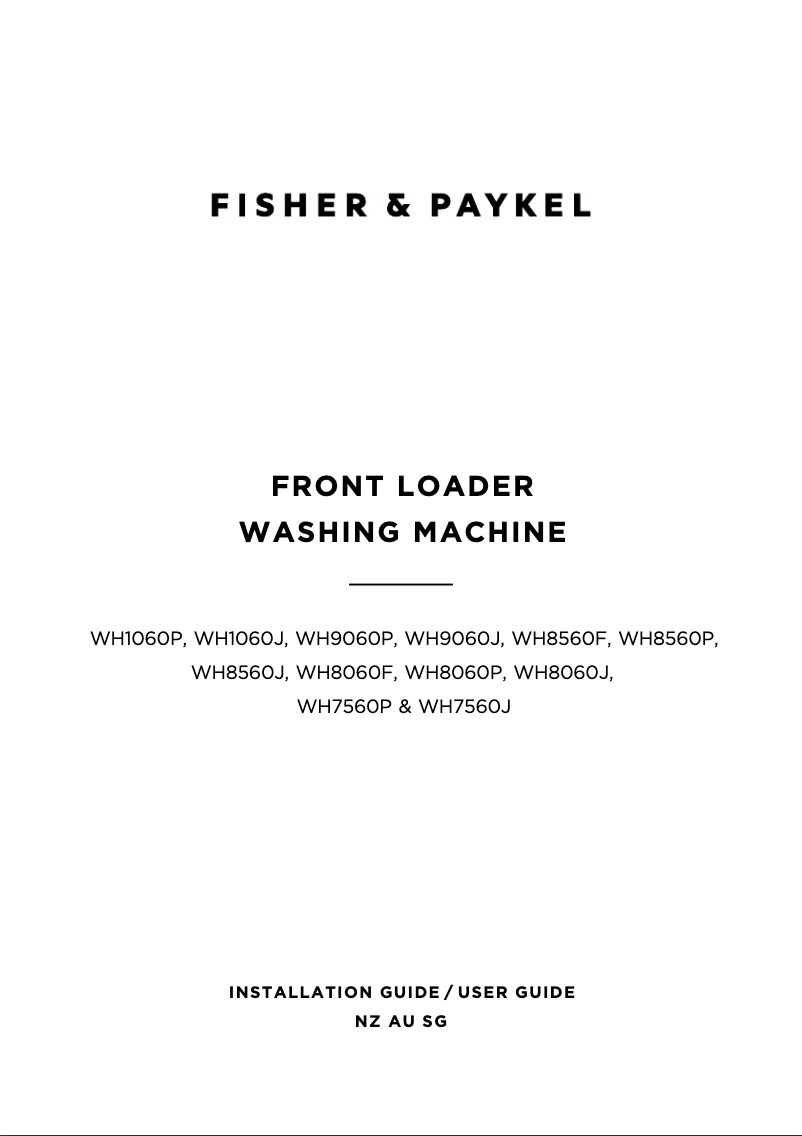 Page 1 of the manual User Manual Fisher & Paykel WH9060P3