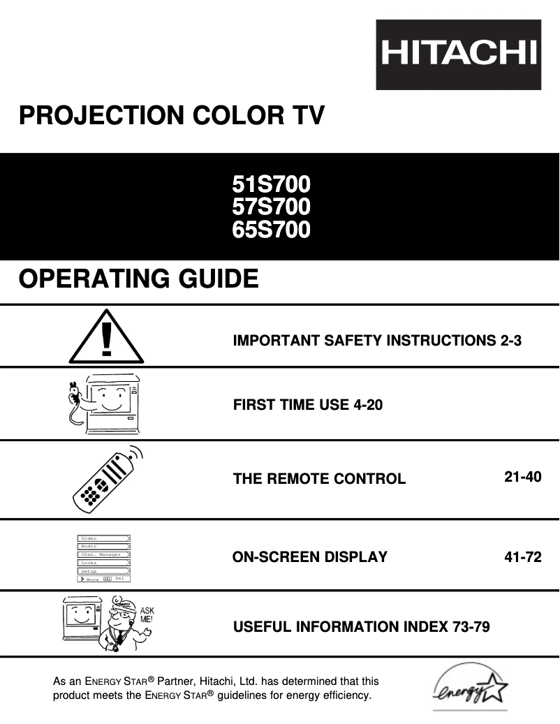 Page 1 of the manual User Manual Hitachi 51S700