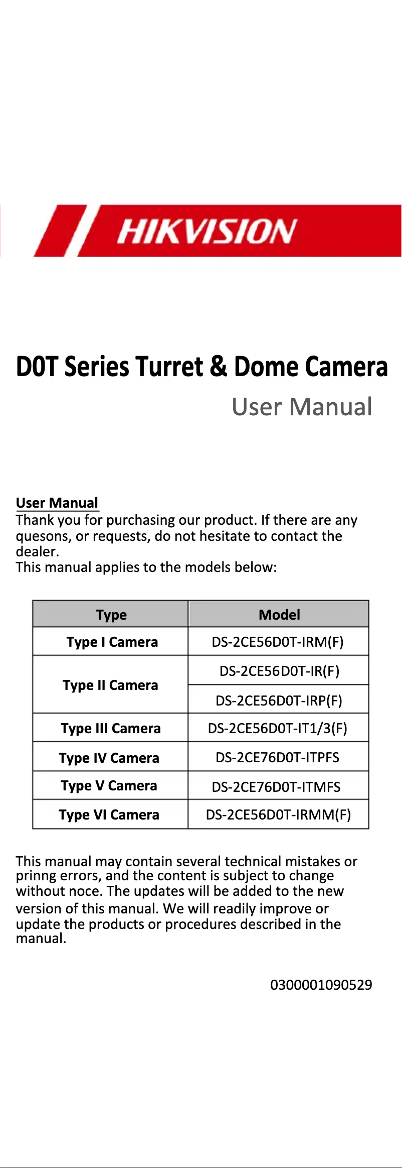 First page image of the manual for DS-2CE76D0T-ITMF