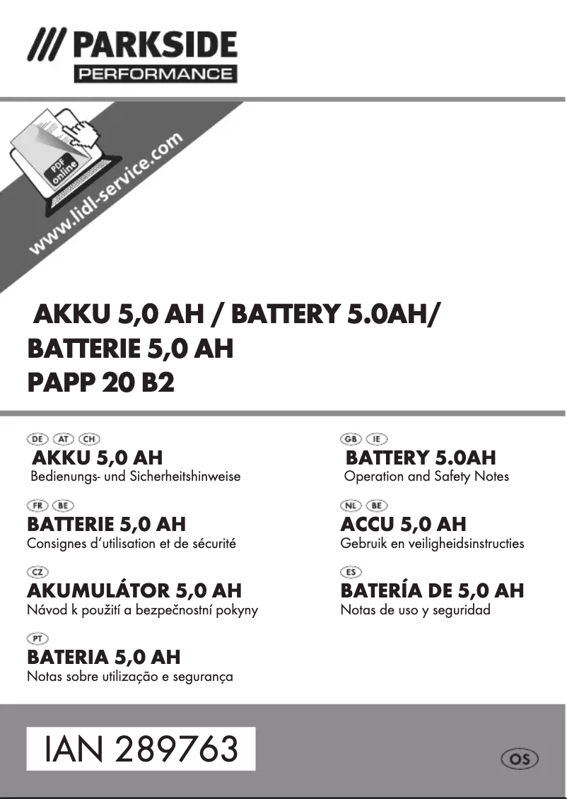 Page 1 of the manual User Manual Parkside PAPP 20 B2