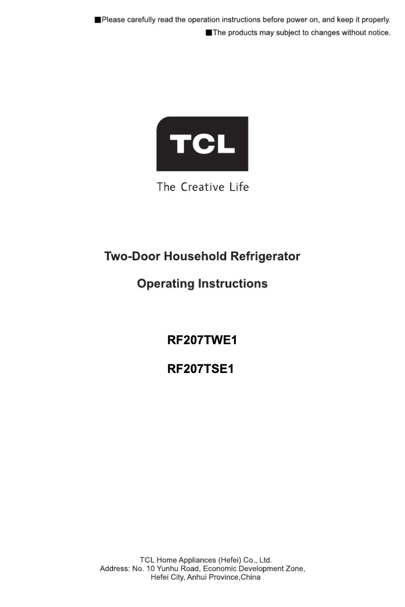 Page 1 of the manual User Manual TCL RF207TWE1
