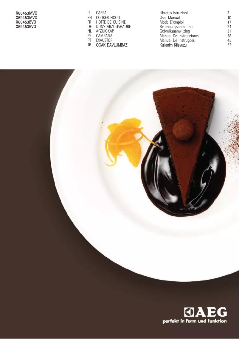 Page 1 of the manual User Manual AEG-Electrolux X69453MVO