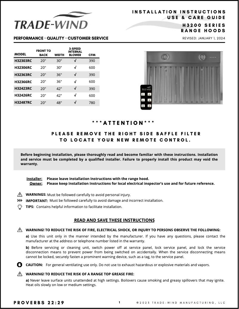 Page 1 of the manual User Manual Trade-Wind H32487RC