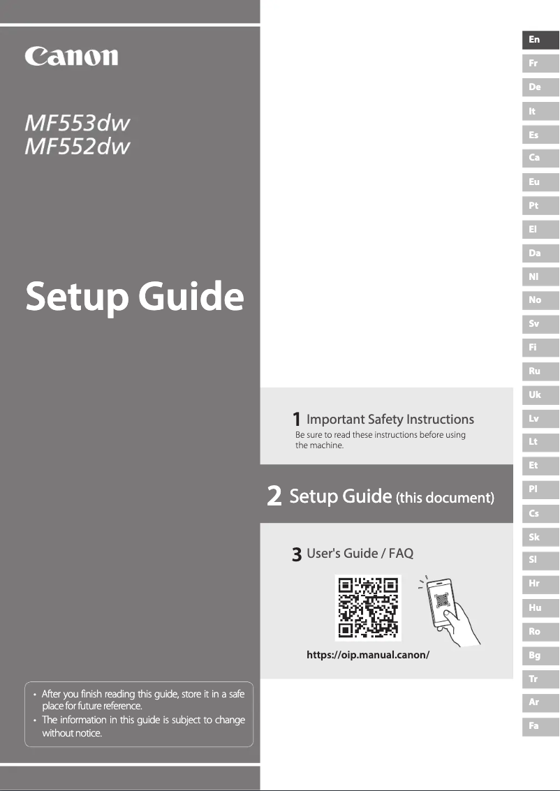 Page 1 of the manual User Manual Canon i-SENSYS MF552dw