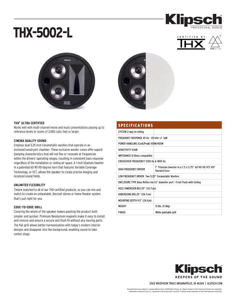 First page image of the manual for THX-5002-L