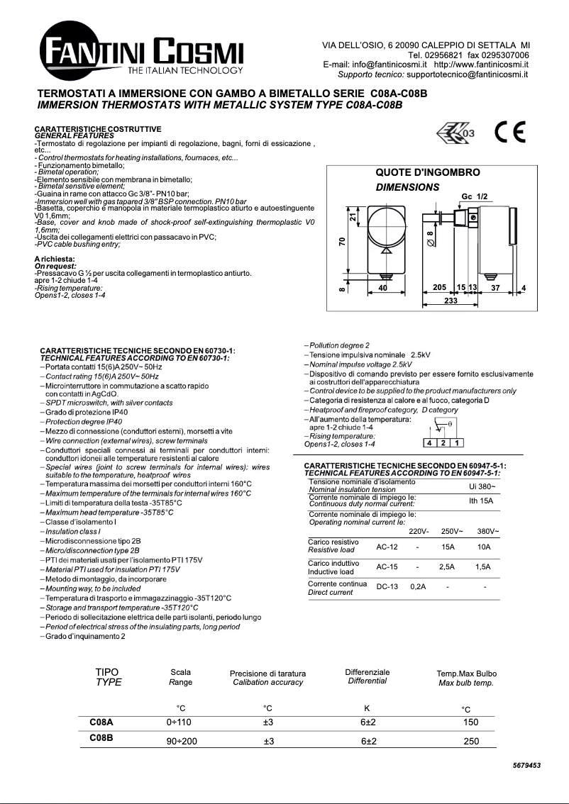 Page 1 of the manual User Manual Fantini Cosmi C08