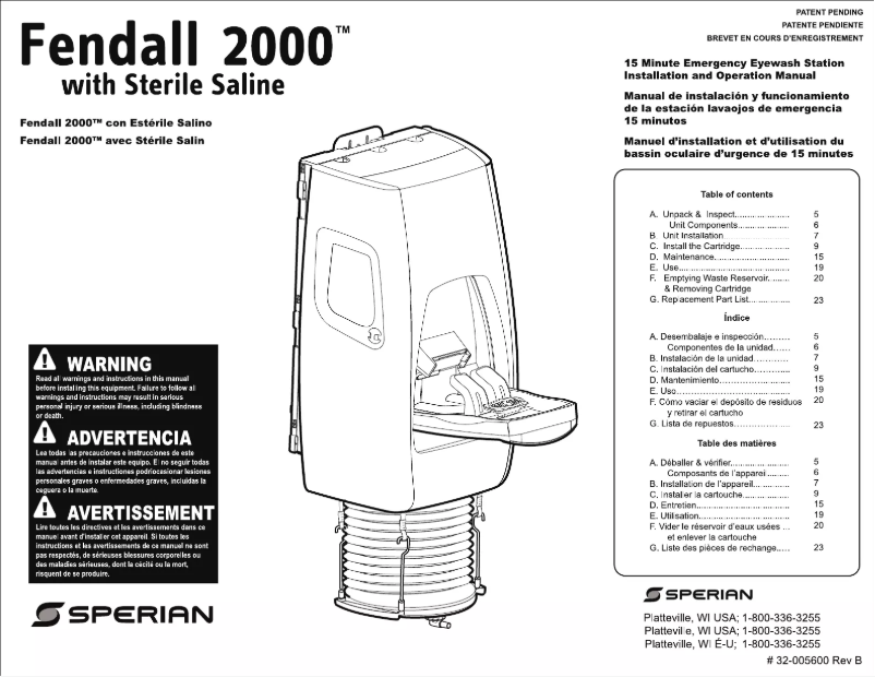 First page image of the manual for Fendall 2000