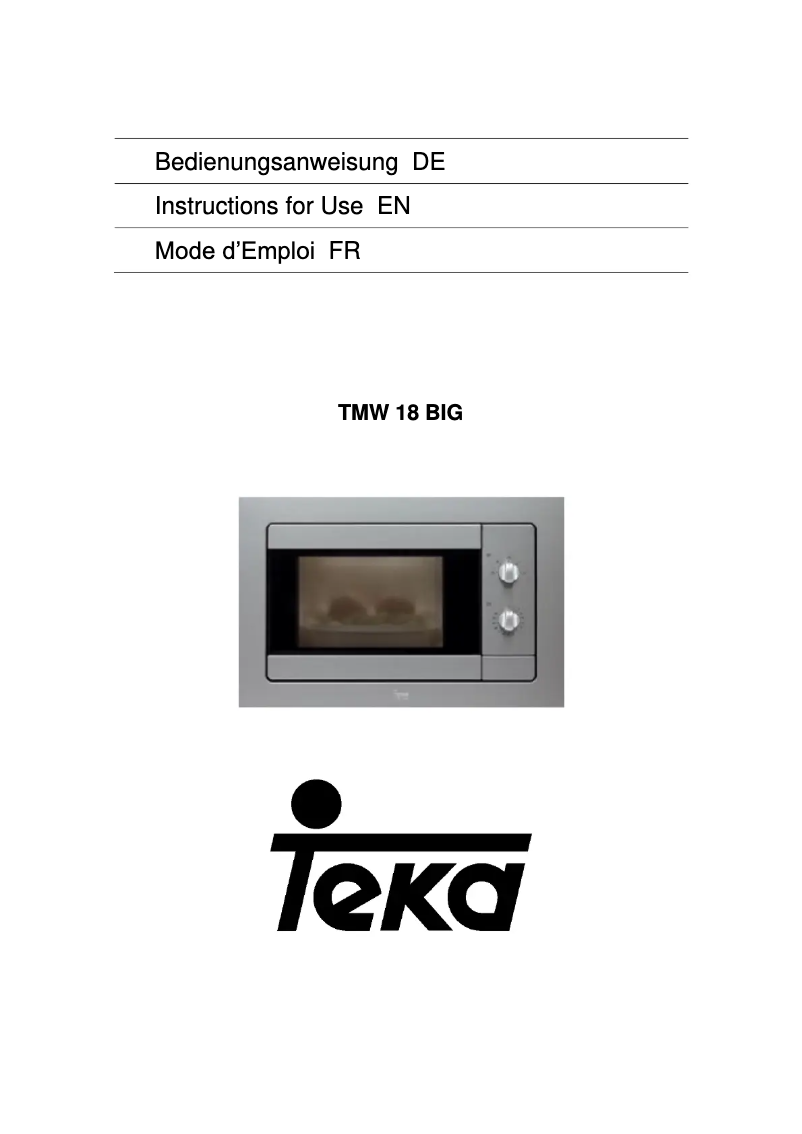 First page image of the manual for TMW 18 BIG