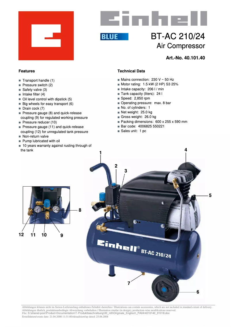 Image de la première page du manuel de l'appareil BT-AC 230/24